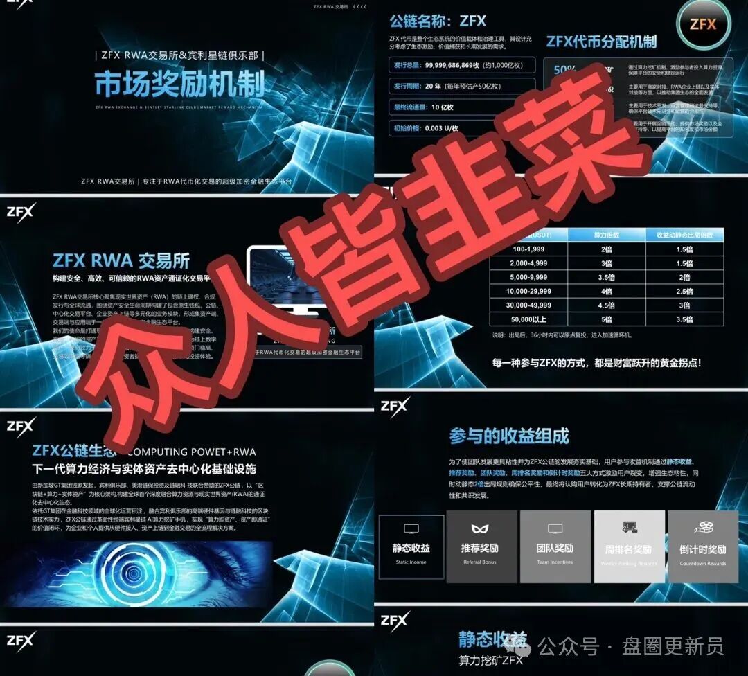 【ZFX RWA】打着虚拟币噱头的诈骗资金盘，噱头吹的蛮厉害的，简单看了一下玩法模式，依旧的离不开资金盘那一套。